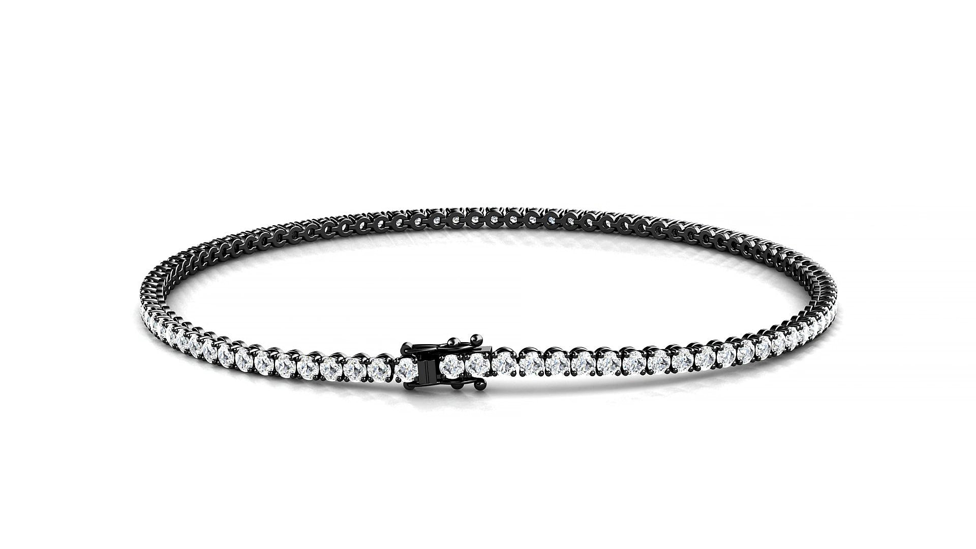 Firenze | 18k Black Gold 1.7 mm Round Lab-Grown Diamond 18 cm Tennis Bracelet