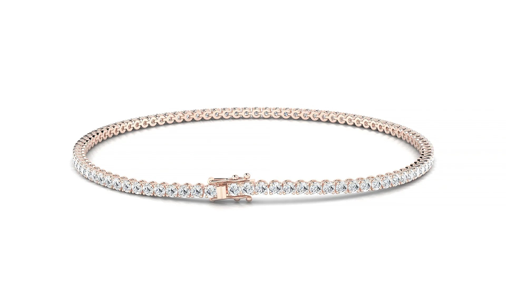 Firenze | 18k Rose Gold 1.7 mm Round Lab-Grown Diamond 18 cm Tennis Bracelet