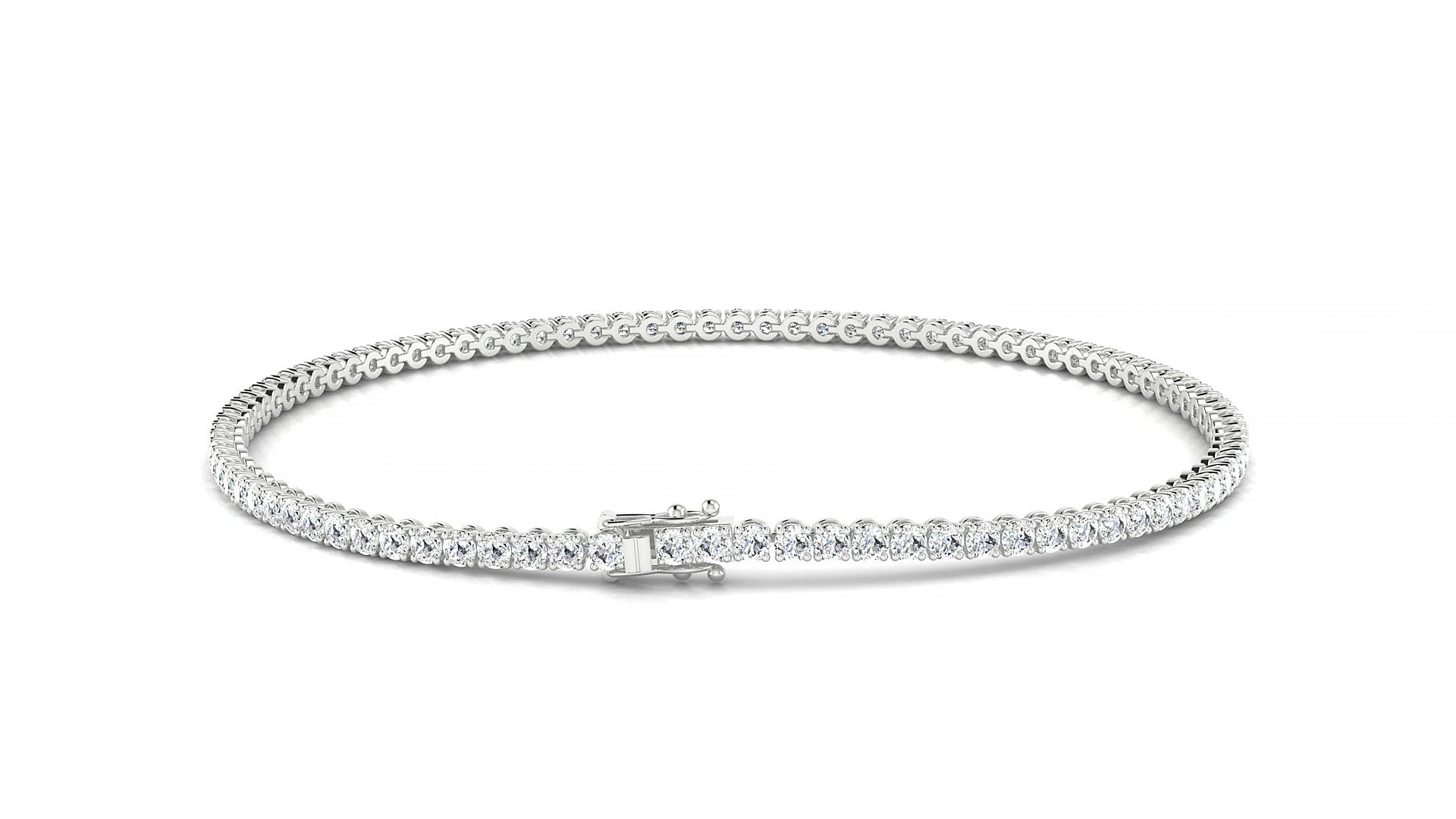 Firenze | 18k White Gold 1.7 mm Round Natural Diamond 16 cm Tennis Bracelet
