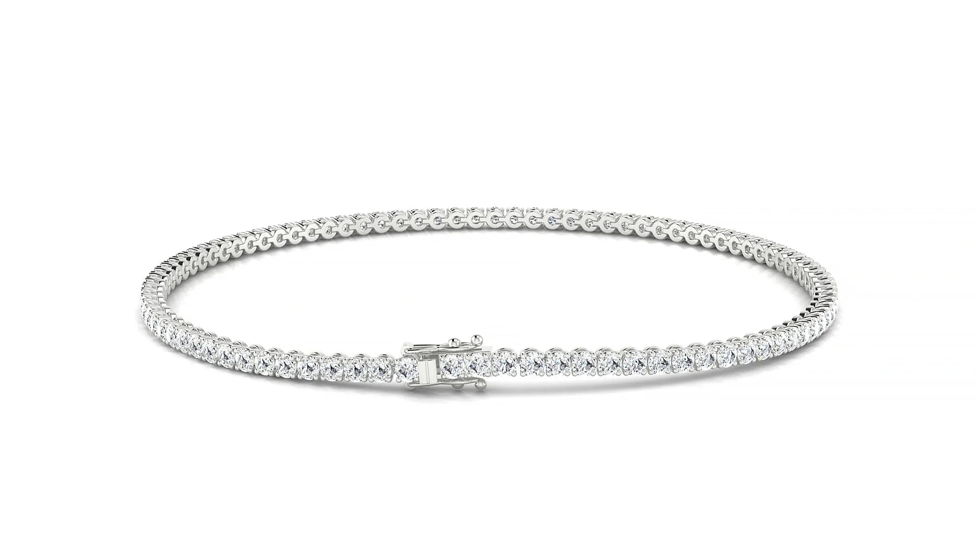 Firenze | 18k White Gold 1.7 mm Round Lab-Grown Diamond 18 cm Tennis Bracelet