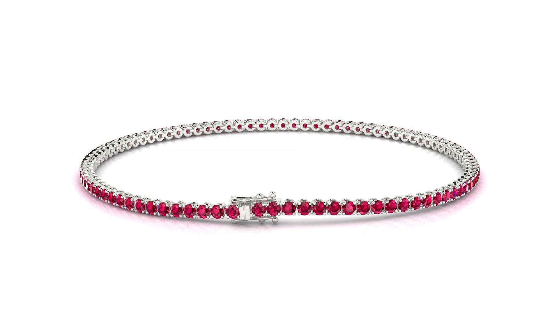 Firenze | 18k White Gold 1.7 mm Round Natural Ruby Tennis Bracelet
