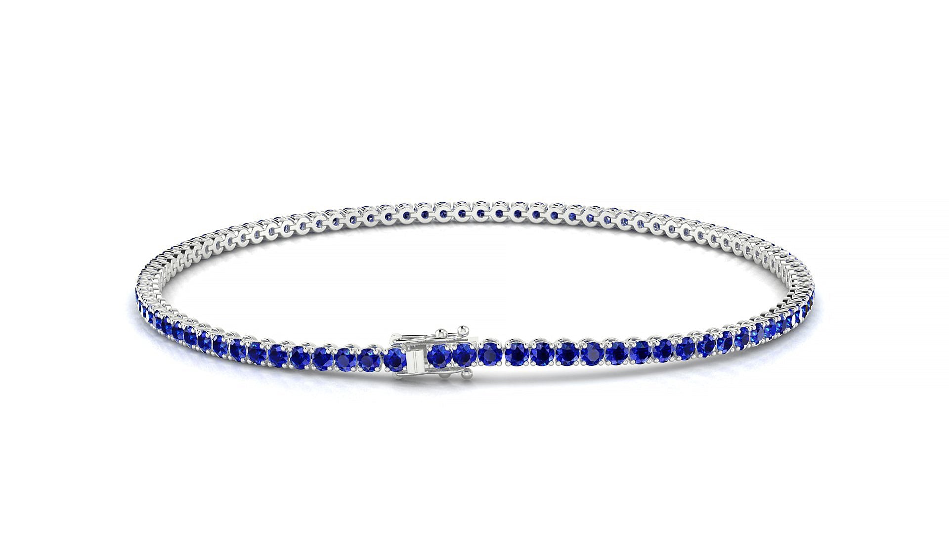 Firenze | 18k White Gold 1.7 mm Round Natural Sapphire Tennis Bracelet