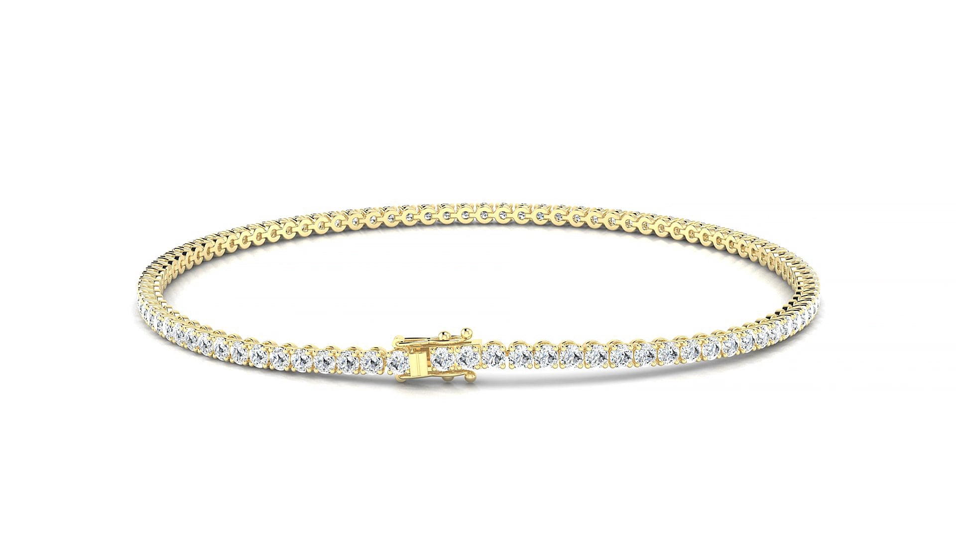 Firenze | 18k Yellow Gold 1.7 mm Round Natural Diamond 19 cm Tennis Bracelet