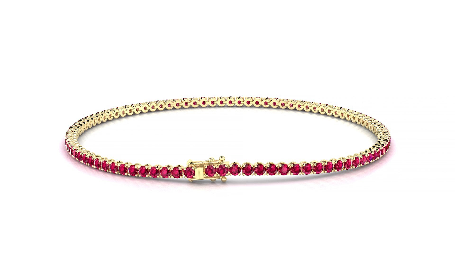 Firenze | 18k Yellow Gold 1.7 mm Round Natural Ruby 15 cm Tennis Bracelet