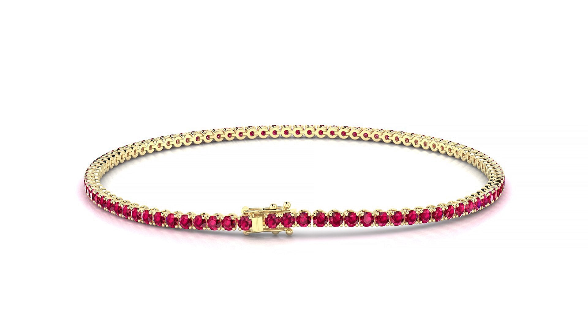 Firenze | 18k Yellow Gold 1.7 mm Round Natural Ruby Tennis Bracelet