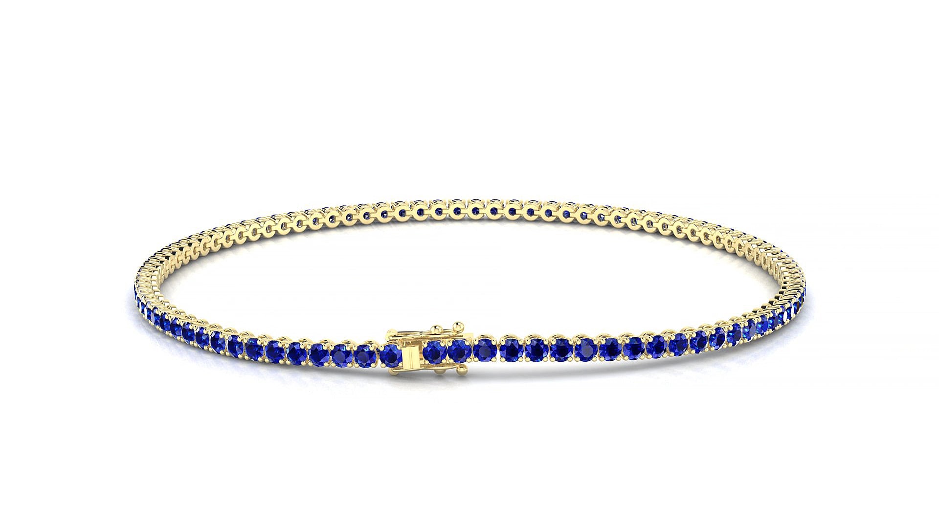 Firenze | 18k Yellow Gold 1.7 mm Round Natural Sapphire 18 cm Tennis Bracelet