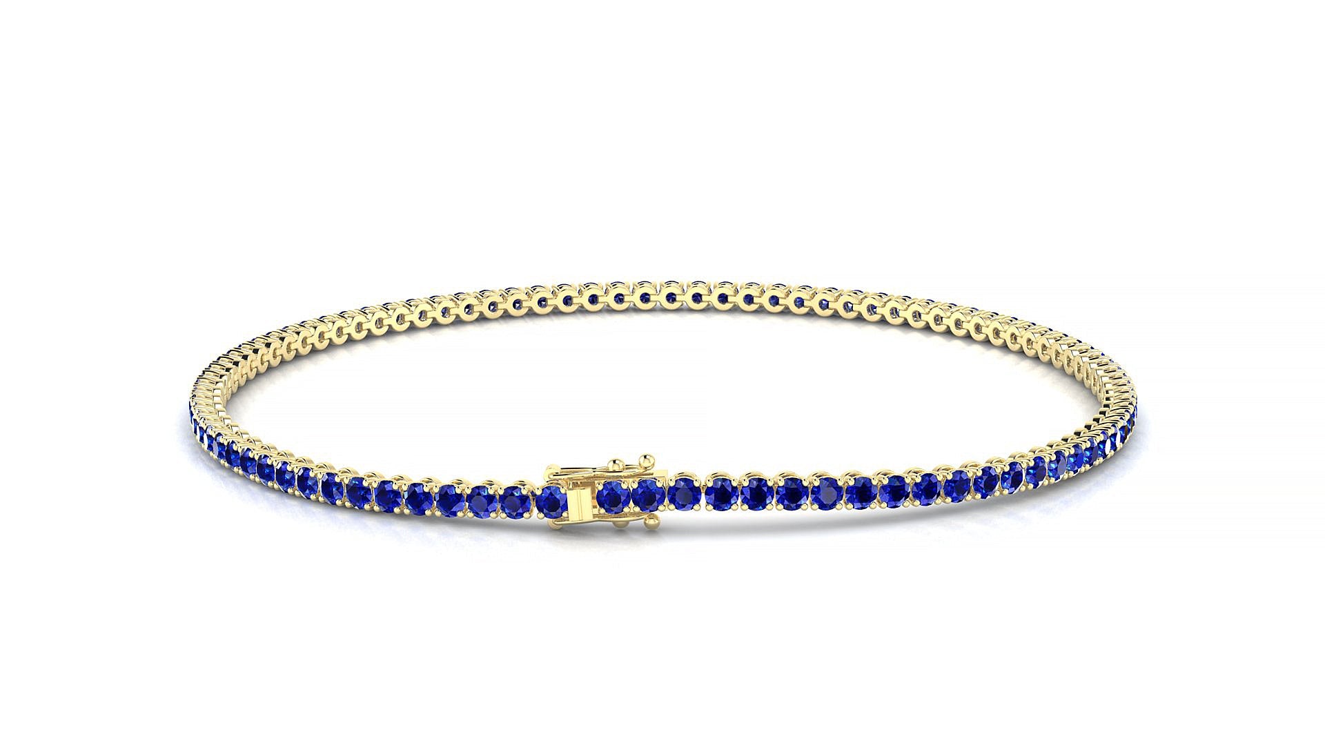 Firenze | 18k Yellow Gold 1.7 mm Round Natural Sapphire Tennis Bracelet