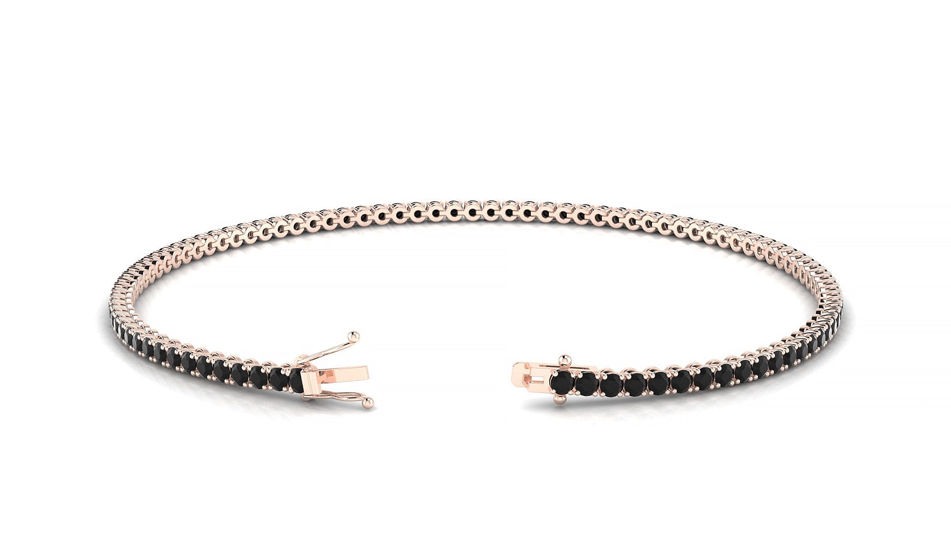 Firenze | 18k Rose Gold 1.7 mm Round Natural Black Diamond Tennis Bracelet
