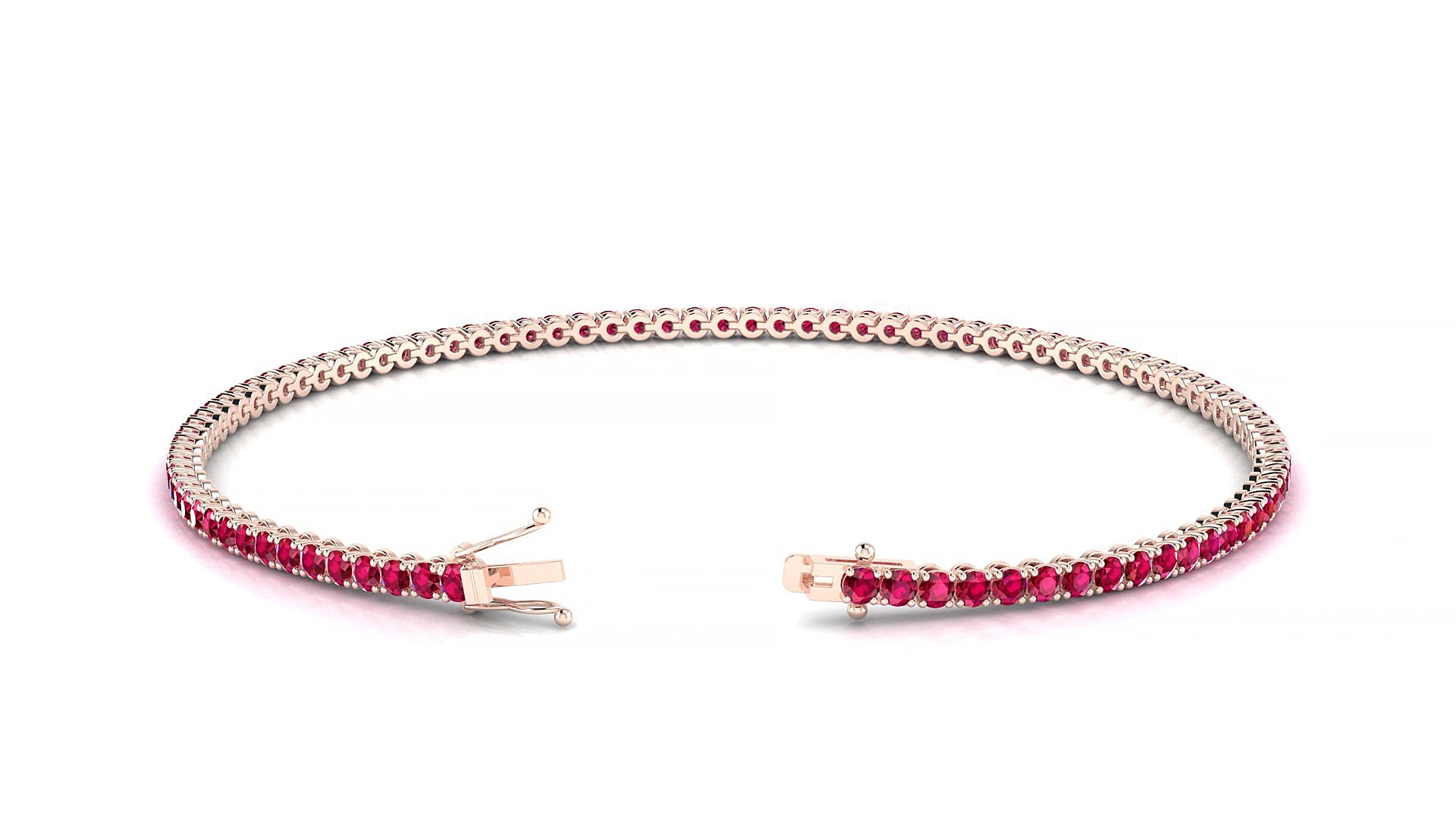 Firenze | 18k Rose Gold 1.7 mm Round Natural Ruby 16 cm Tennis Bracelet