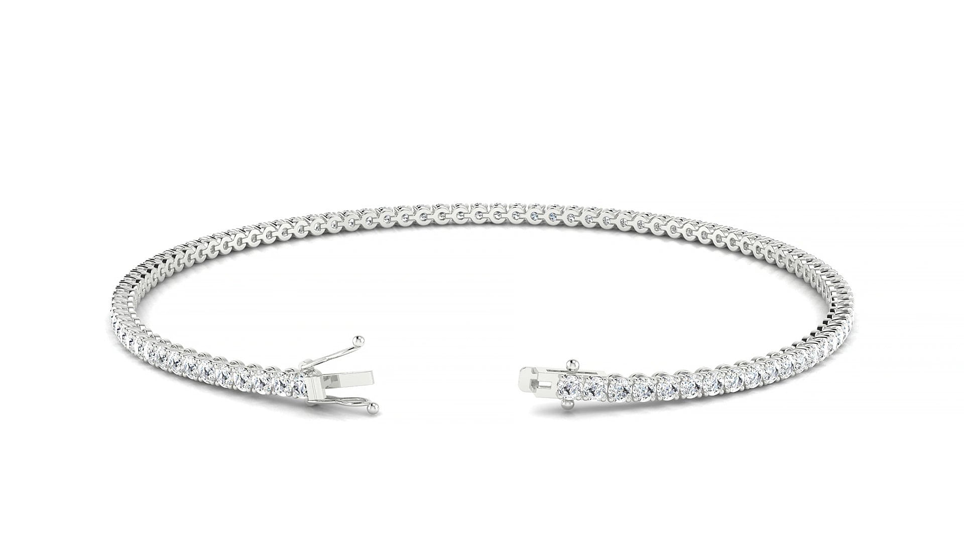 Firenze | 18k White Gold 1.7 mm Round Natural Diamond 16 cm Tennis Bracelet