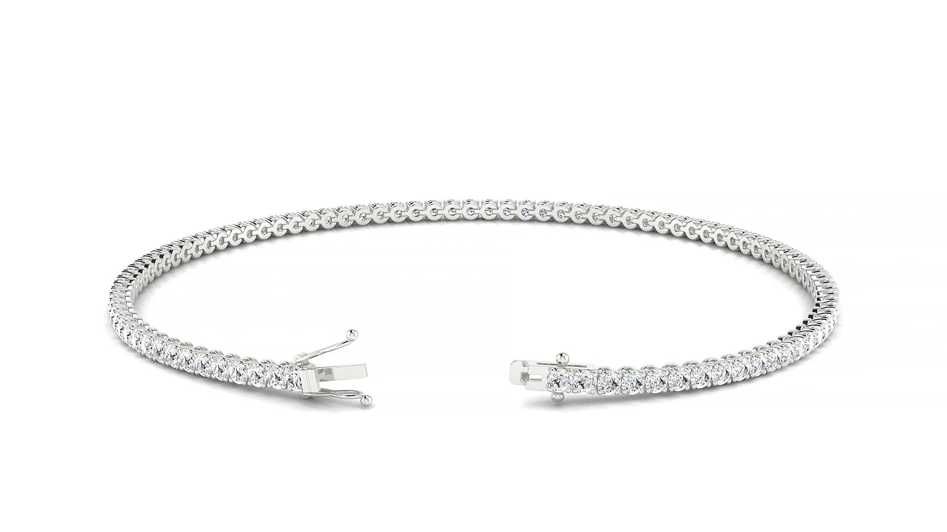 Firenze | 18k White Gold 1.7 mm Round Lab-Grown Diamond 18 cm Tennis Bracelet