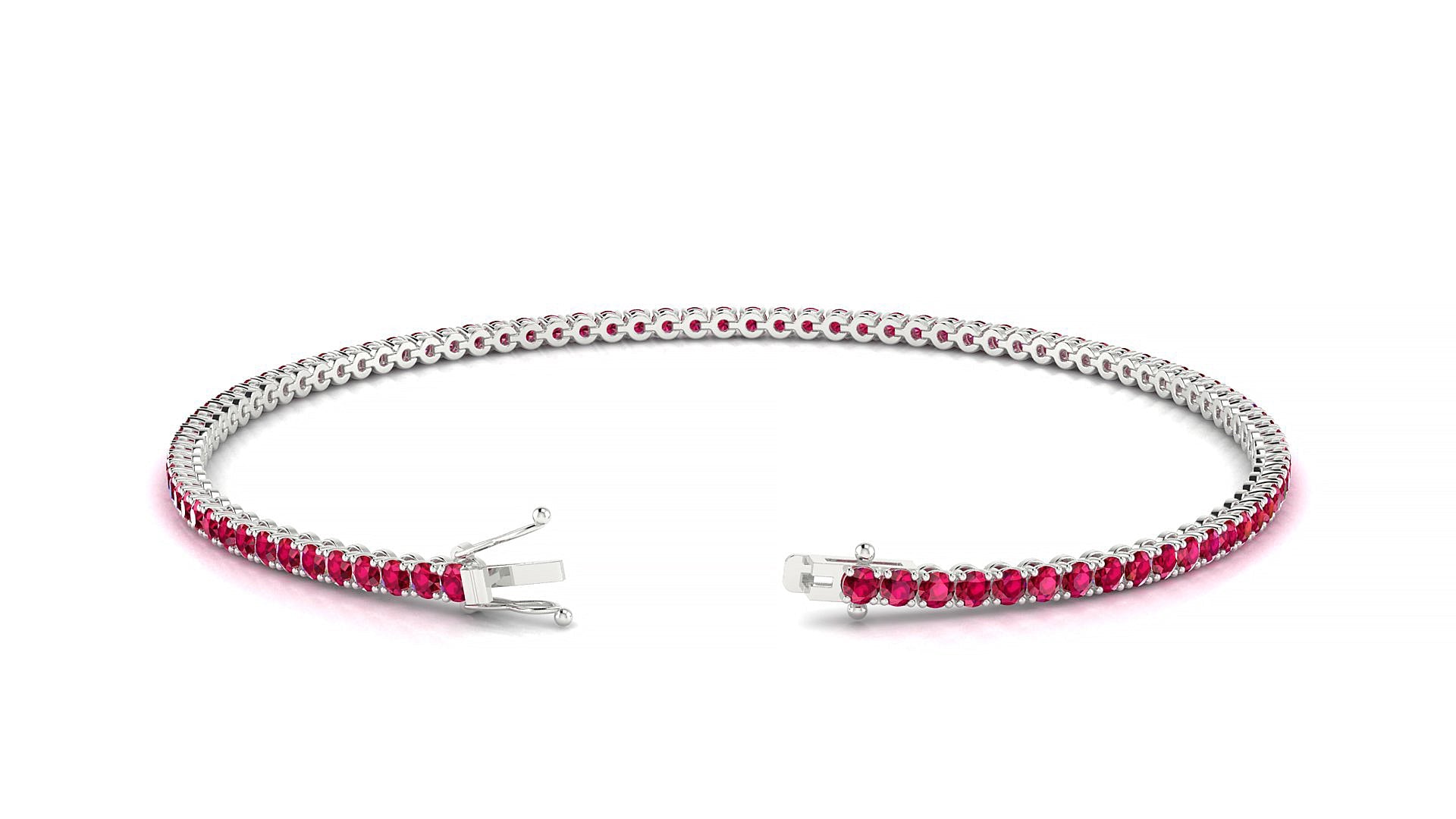Firenze | 18k White Gold 1.7 mm Round Natural Ruby Tennis Bracelet