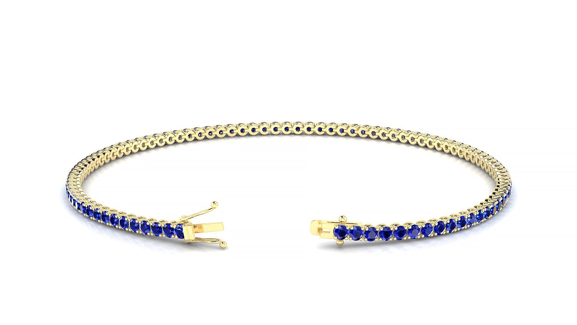 Firenze | 18k Yellow Gold 1.7 mm Round Natural Sapphire Tennis Bracelet