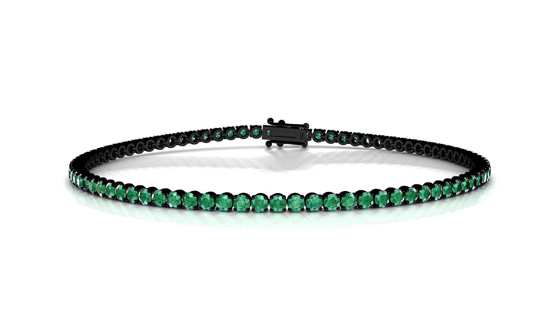 Firenze | 18k Black Gold 2 mm Round Natural Emerald 20 cm Tennis Bracelet