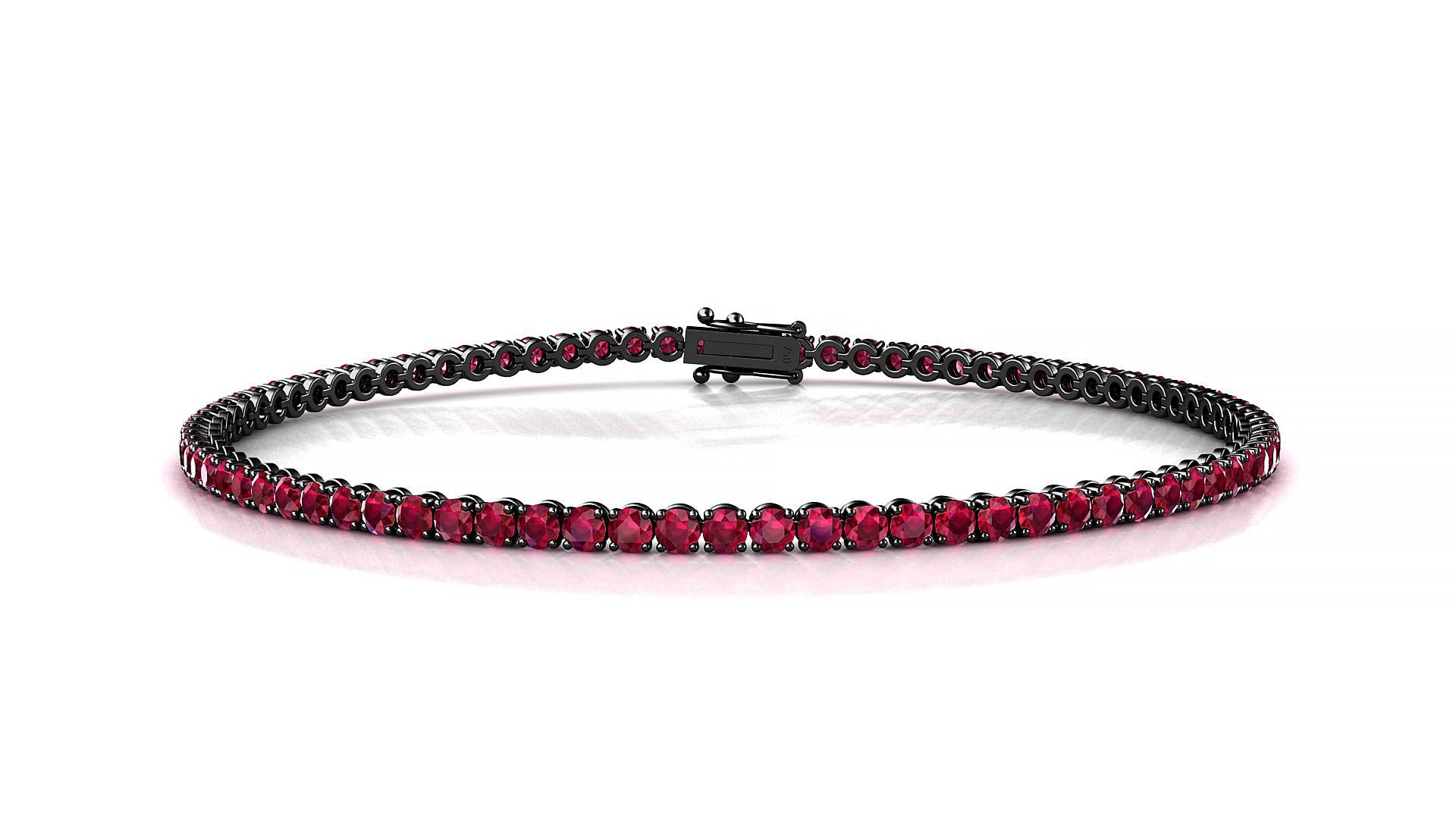 Firenze | 18k Black Gold 2 mm Round Natural Ruby Tennis Bracelet