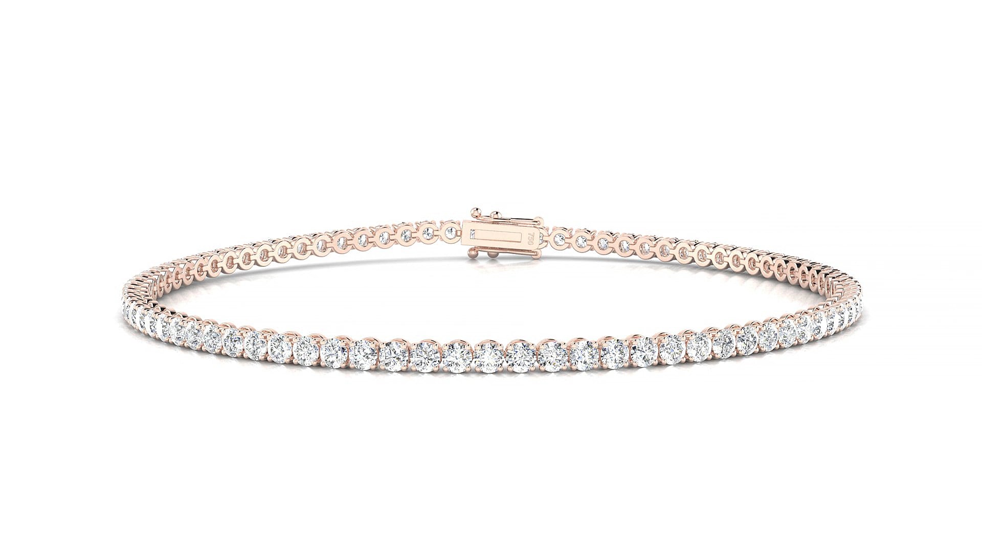 Firenze | 18k Rose Gold 2 mm Round Natural Diamond 20 cm Tennis Bracelet
