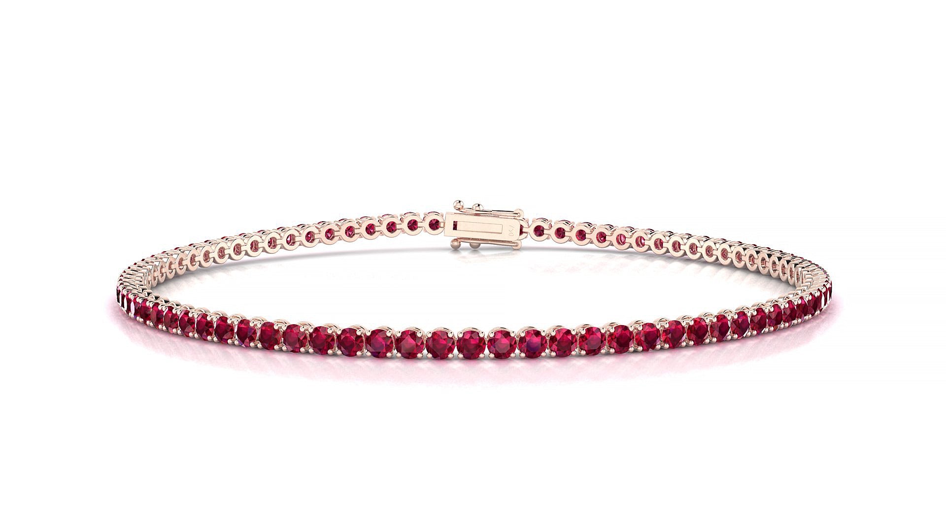 Firenze | 18k Rose Gold 2 mm Round Natural Ruby Tennis Bracelet