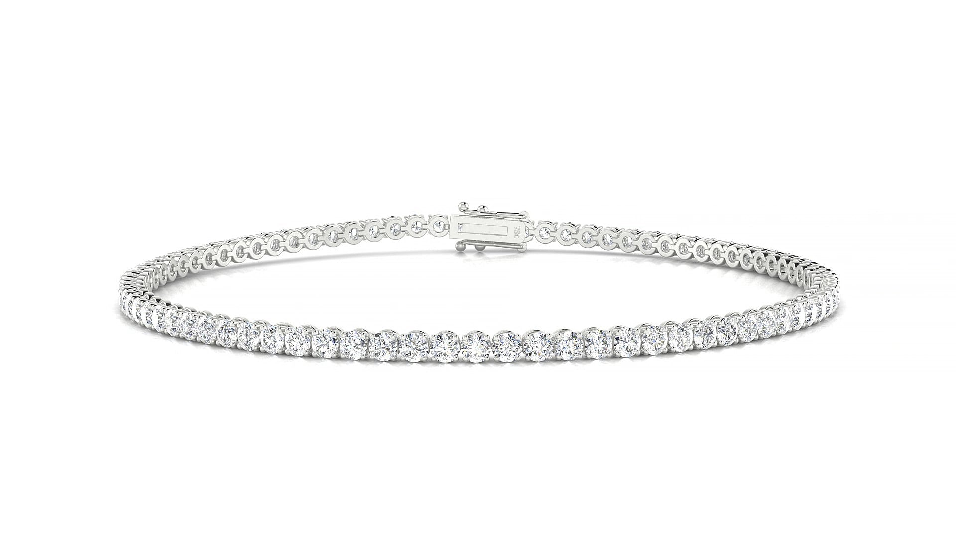 Firenze | 18k White Gold 2 mm Round Natural Diamond 18 cm Tennis Bracelet