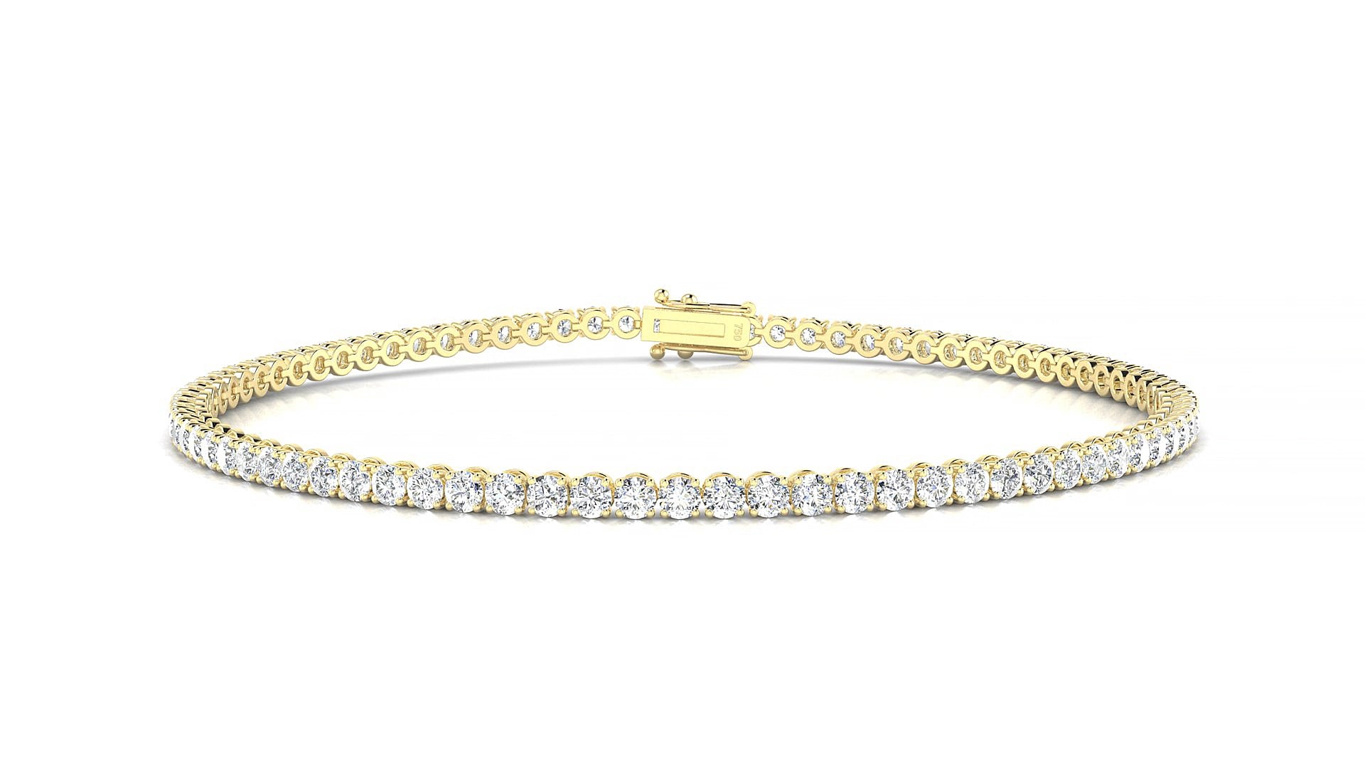 Firenze | 18k Yellow Gold 2 mm Round Lab-Grown Diamond 18 cm Tennis Bracelet