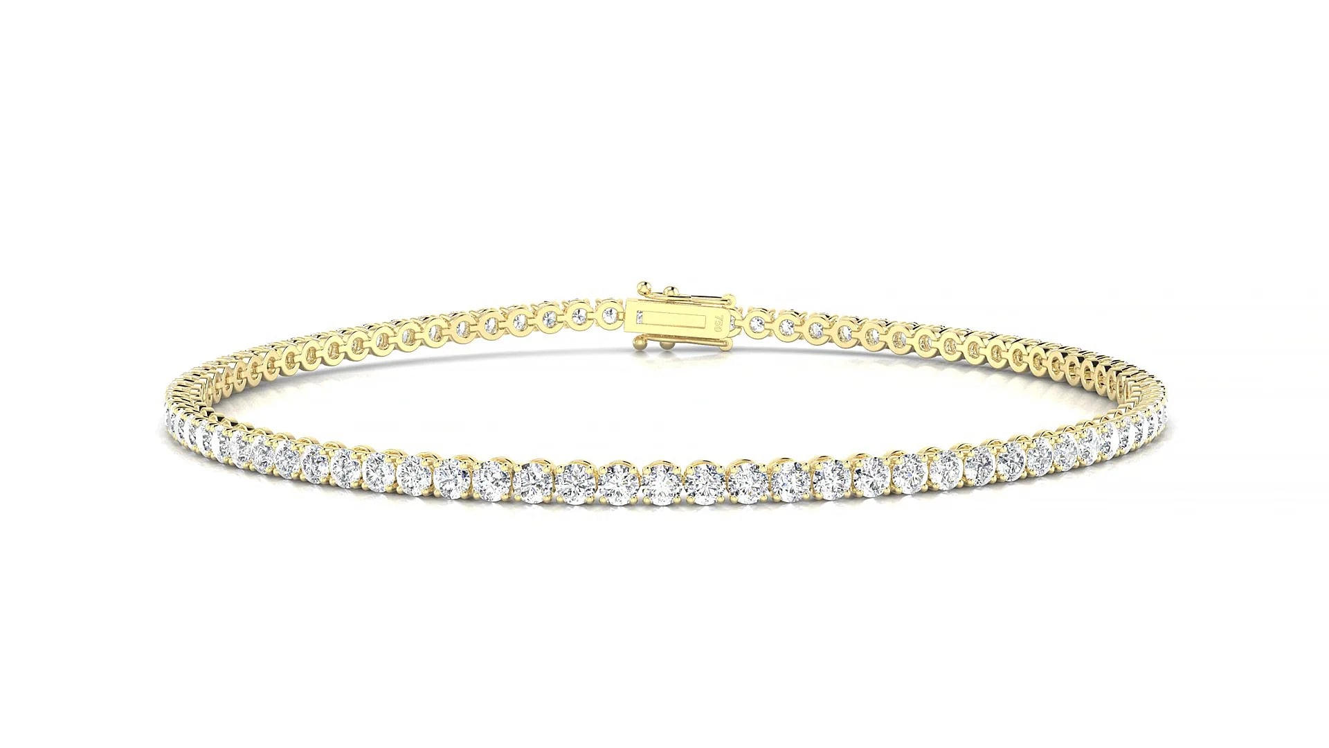 Firenze | 18k Yellow Gold 2 mm Round Lab-Grown Diamond 18 cm Tennis Bracelet