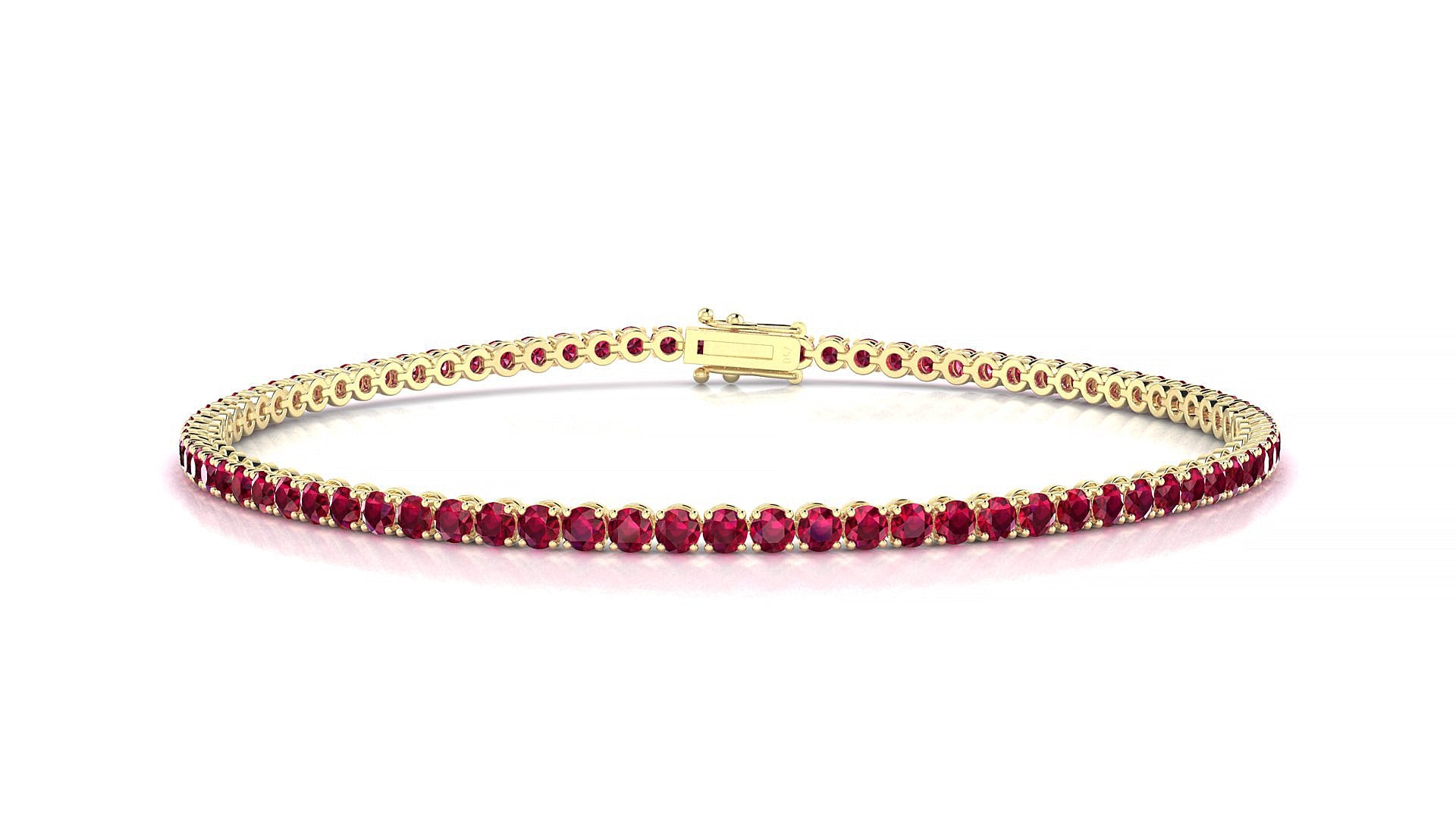 Firenze | 18k Yellow Gold 2 mm Round Natural Ruby Tennis Bracelet
