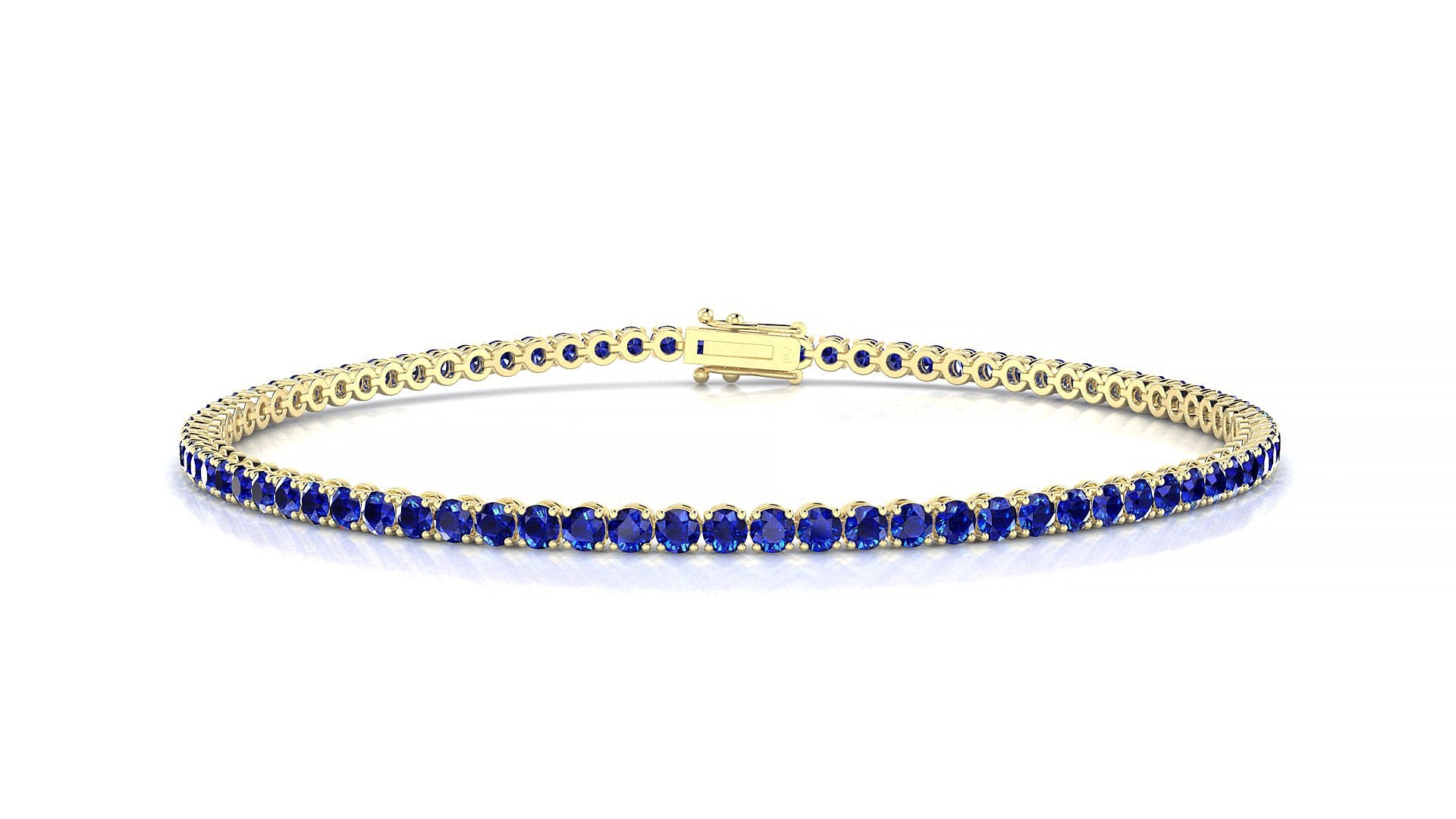 Firenze | 18k Yellow Gold 2 mm Round Natural Sapphire Tennis Bracelet