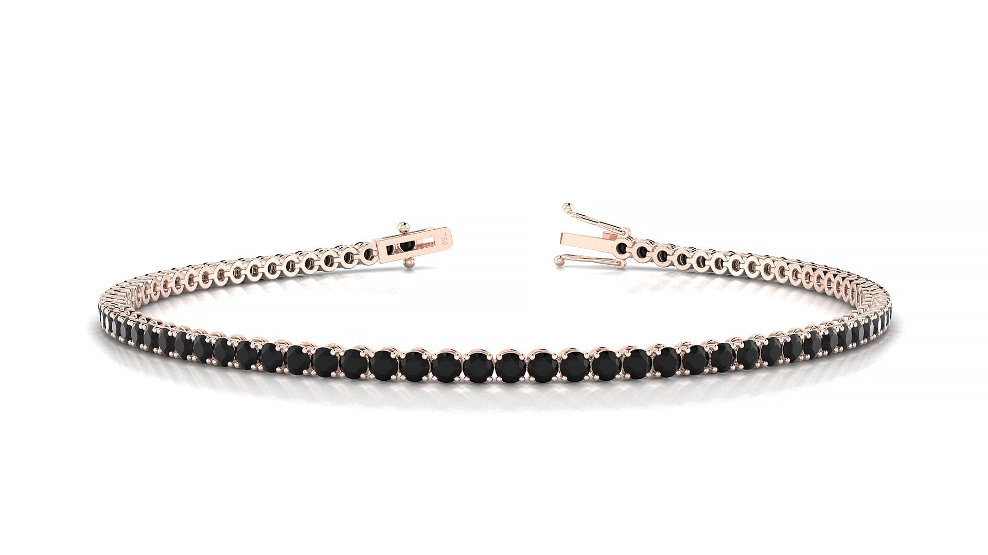 Firenze | 18k Rose Gold 2 mm Round Natural Black Diamond Tennis Bracelet