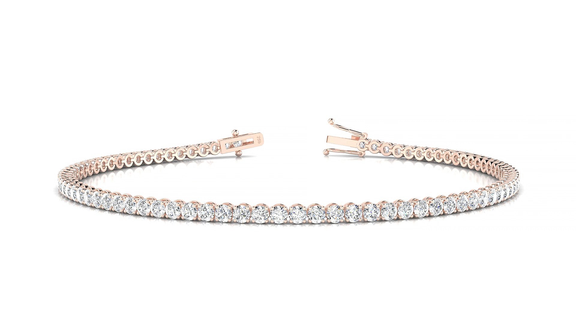 Firenze | 18k Rose Gold 2 mm Round Natural Diamond 19 cm Tennis Bracelet
