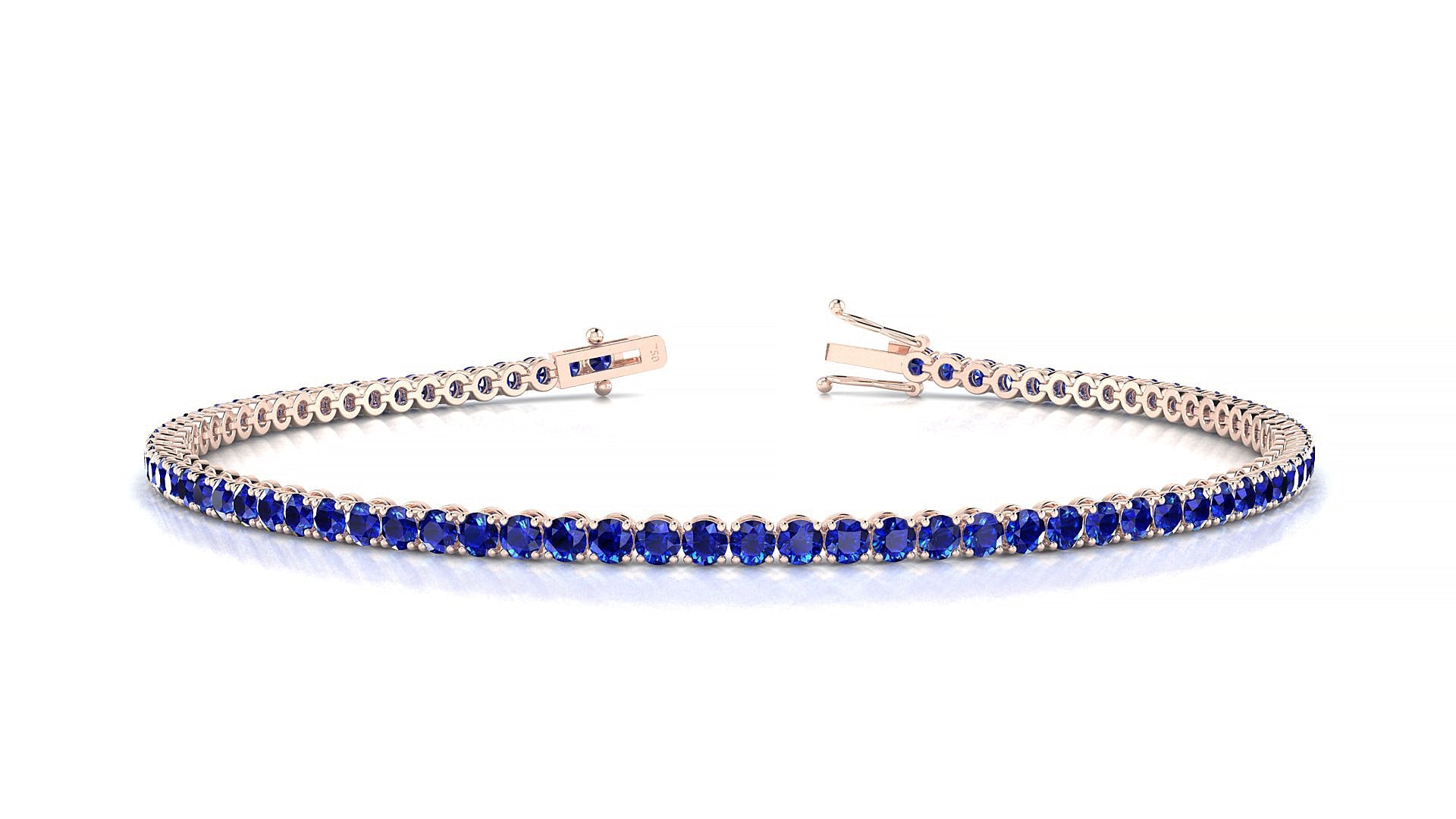 Firenze | 18k Rose Gold 2 mm Round Natural Sapphire Tennis Bracelet