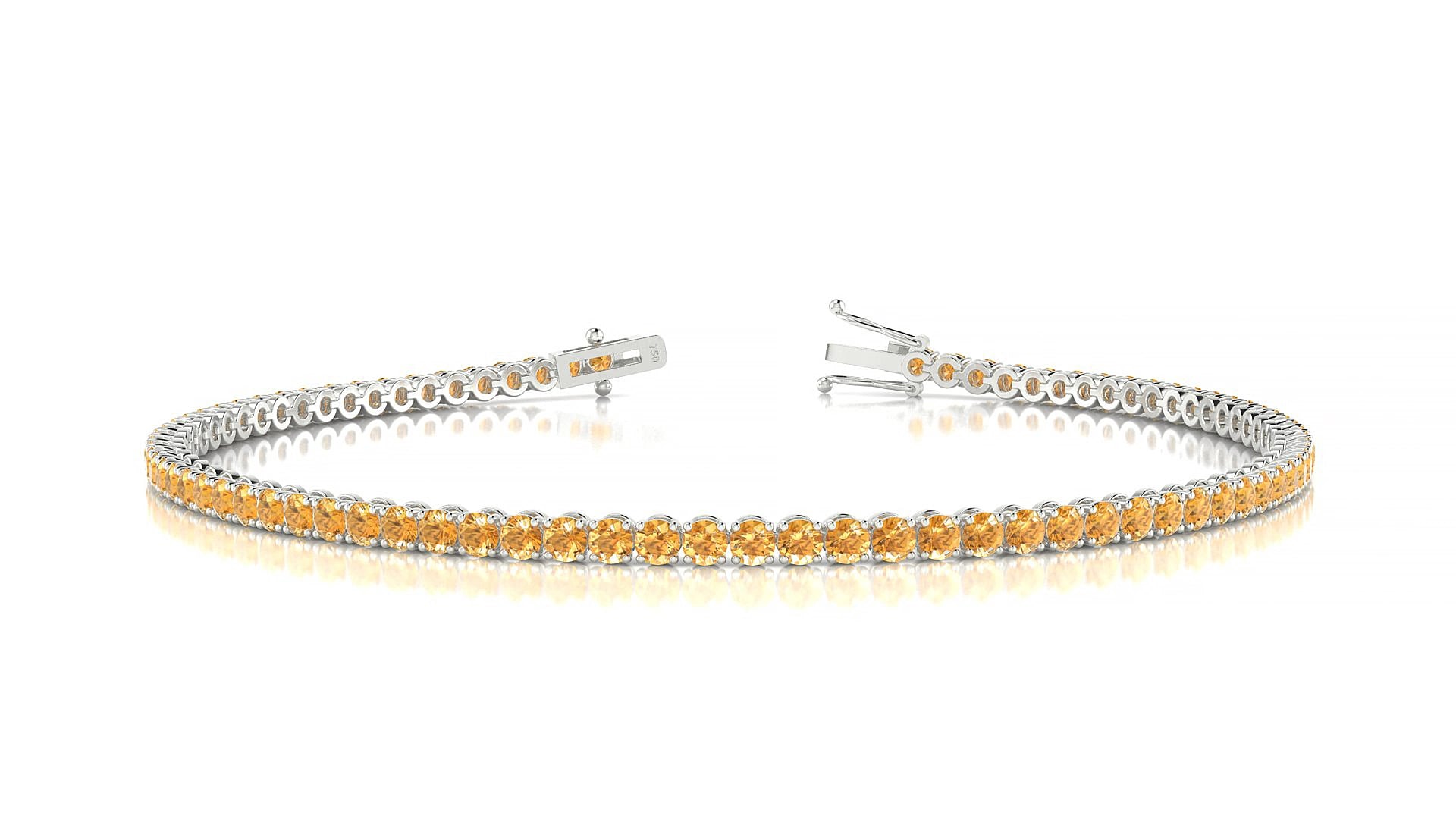 Firenze | 18k White Gold 2 mm Round Natural Citrine 15 cm Tennis Bracelet