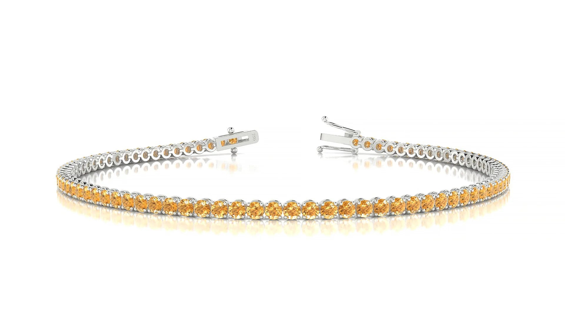 Firenze | 18k White Gold 2 mm Round Natural Citrine Tennis Bracelet