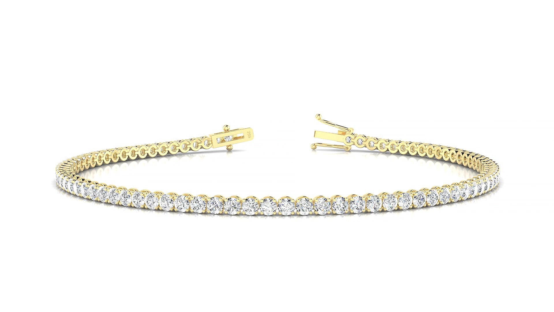 Firenze | 18k Yellow Gold 2 mm Round Natural Diamond 18 cm Tennis Bracelet