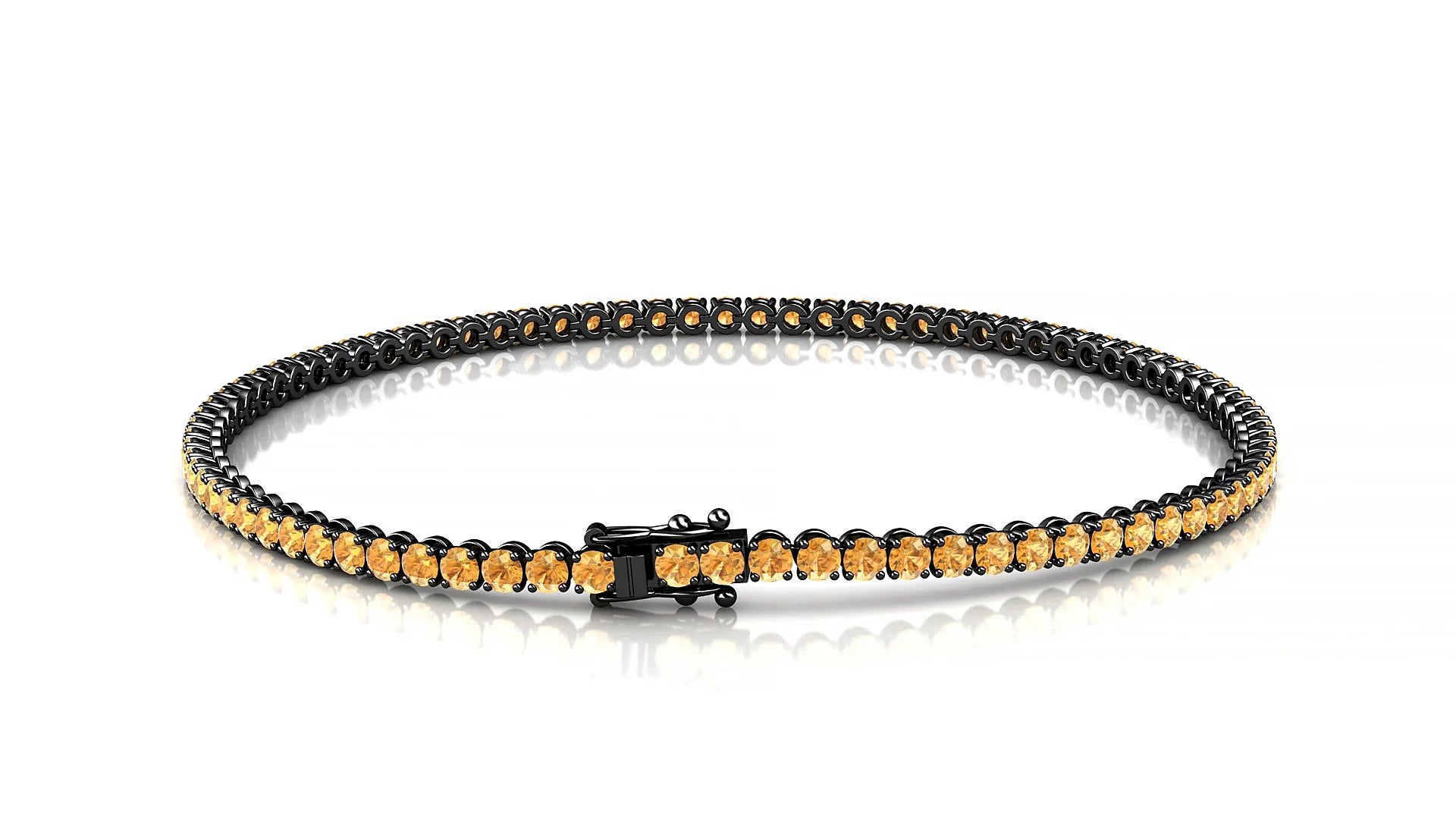 Firenze | 18k Black Gold 2 mm Round Natural Citrine Tennis Bracelet