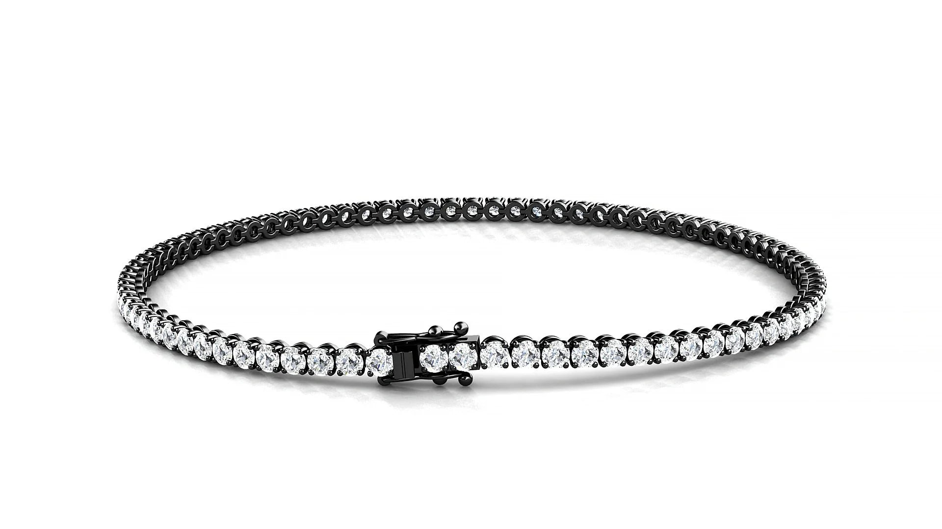 Firenze | 18k Black Gold 2 mm Round Lab-Grown Diamond 18 cm Tennis Bracelet