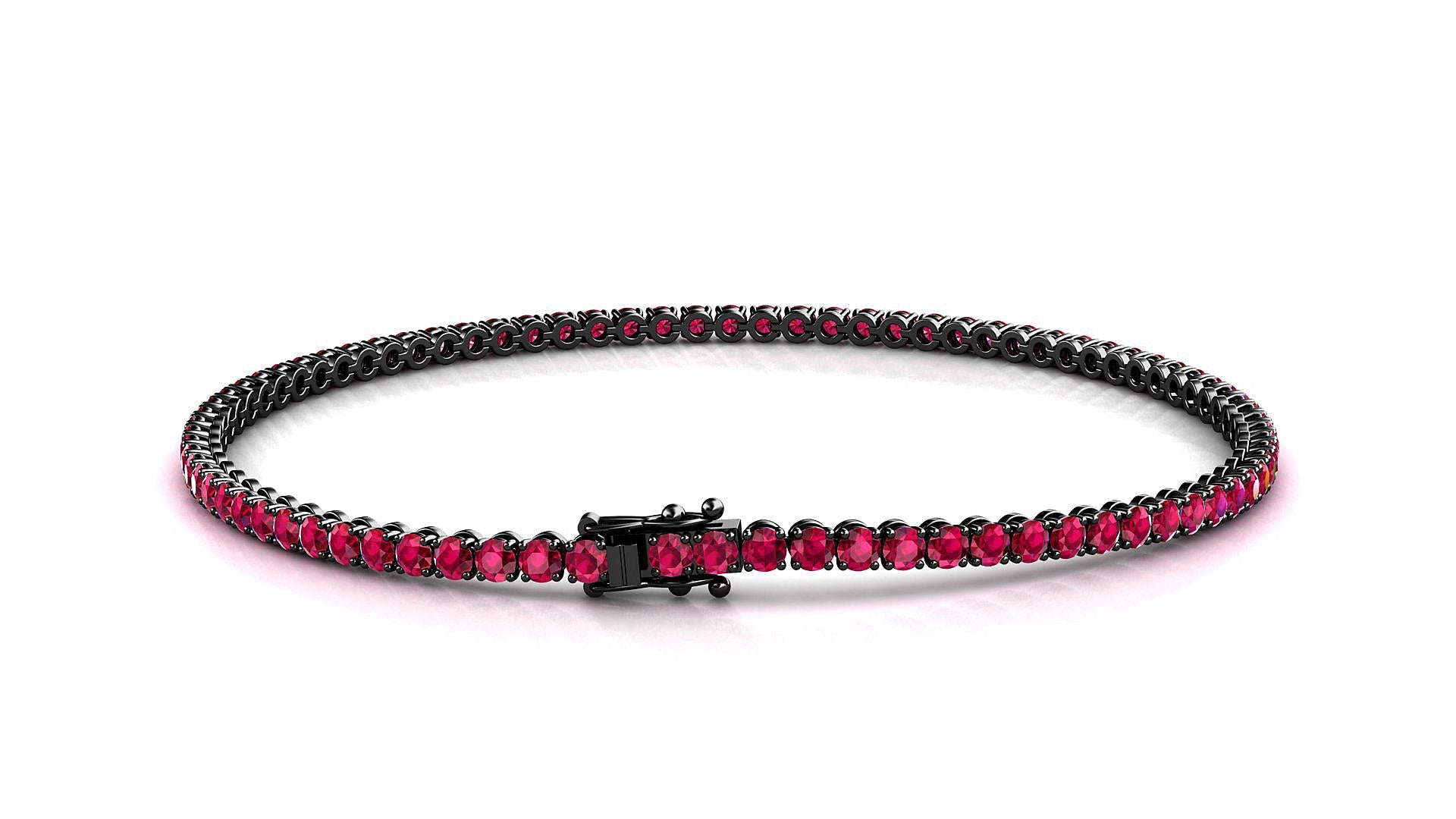 Firenze | 18k Black Gold 2 mm Round Natural Ruby Tennis Bracelet