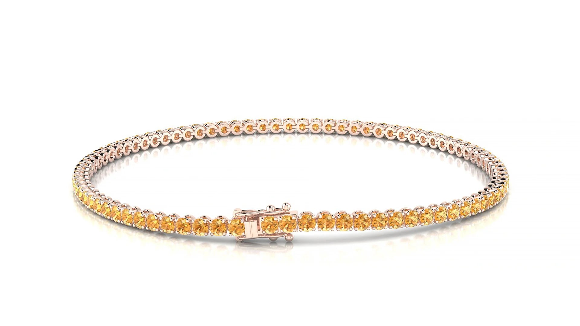 Firenze | 18k Rose Gold 2 mm Round Natural Citrine Tennis Bracelet