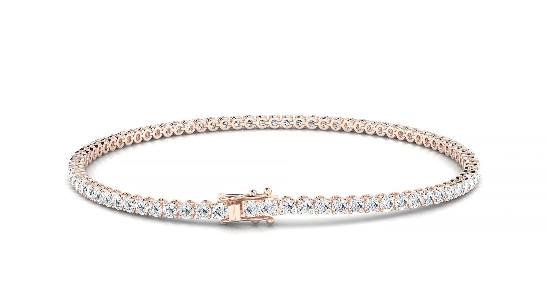 Firenze | 18k Rose Gold 2 mm Round Lab-Grown Diamond 18 cm Tennis Bracelet