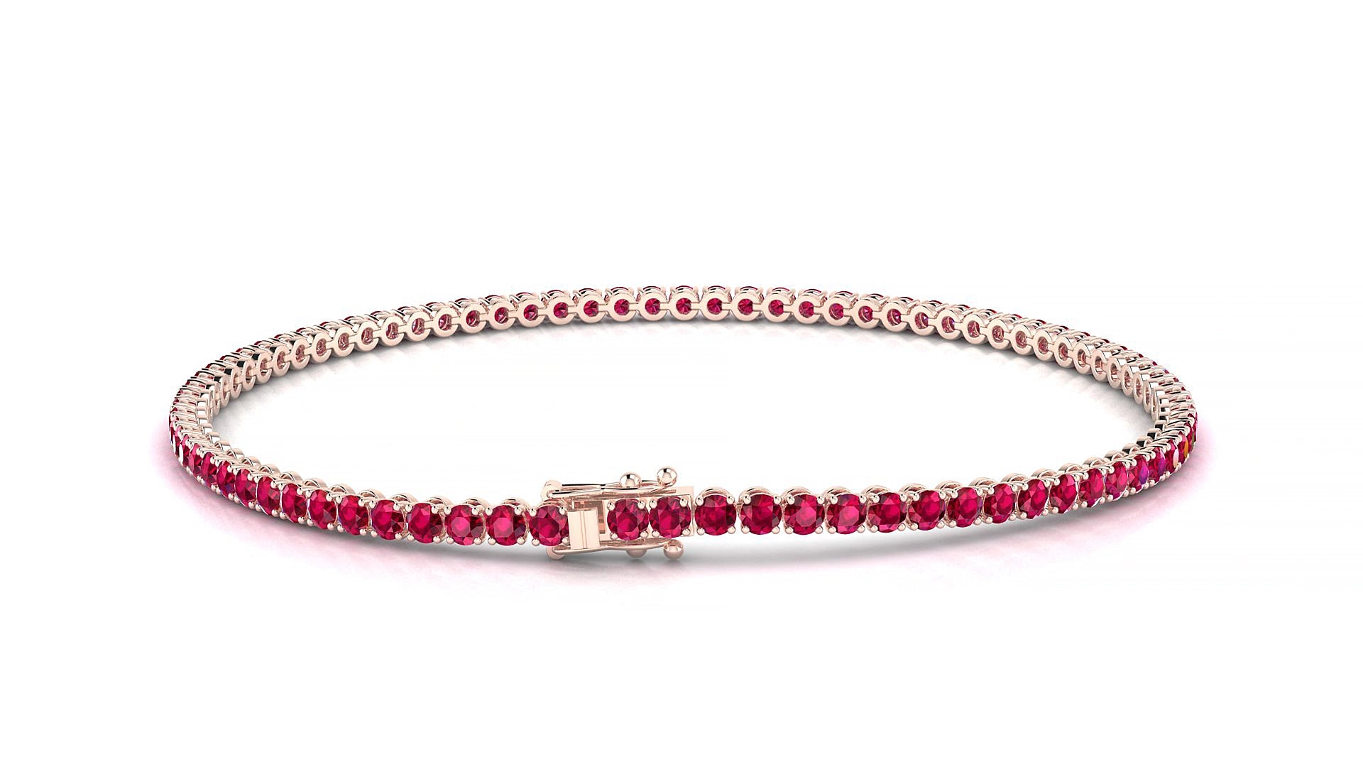 Firenze | 18k Rose Gold 2 mm Round Natural Ruby 19 cm Tennis Bracelet