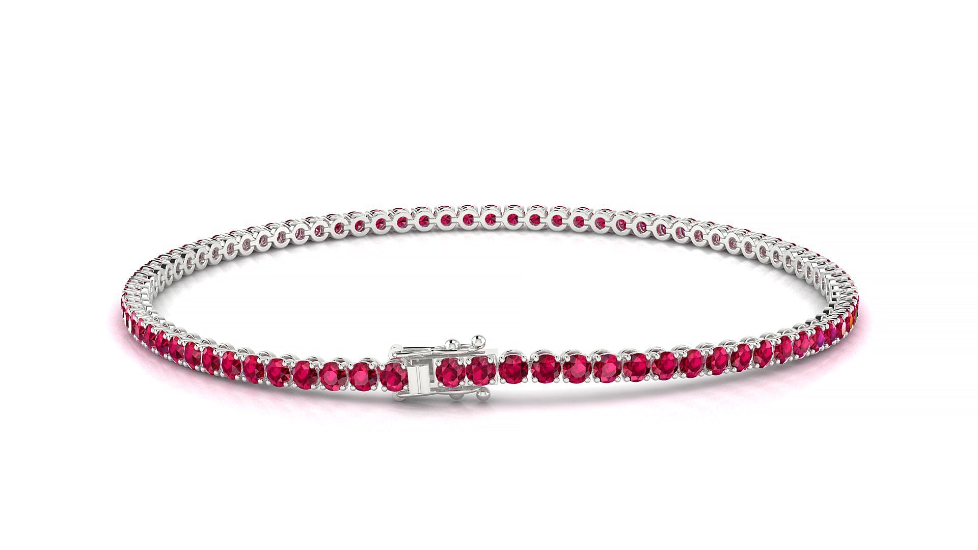 Firenze | 18k White Gold 2 mm Round Natural Ruby Tennis Bracelet
