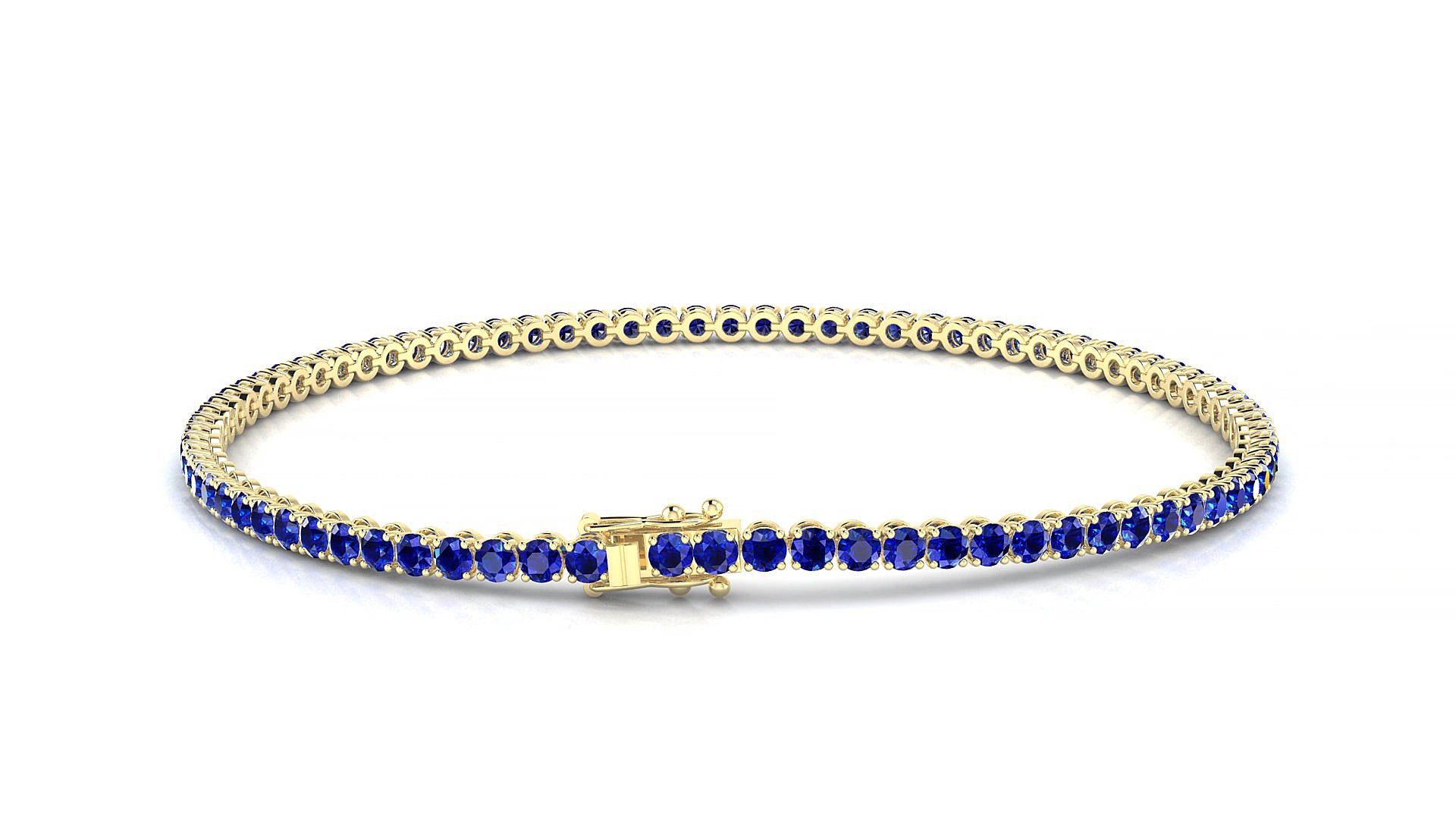 Firenze | 18k Yellow Gold 2 mm Round Natural Sapphire 18 cm Tennis Bracelet