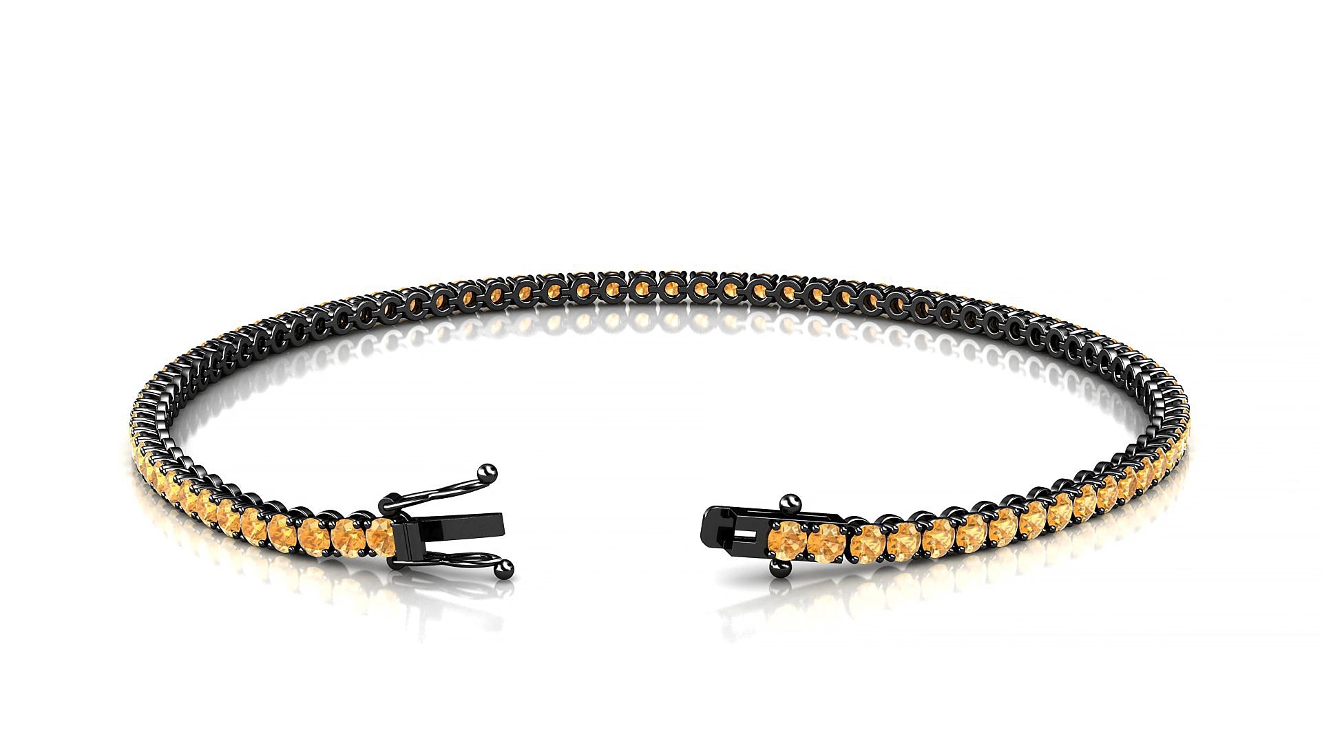 Firenze | 18k Black Gold 2 mm Round Natural Citrine 20 cm Tennis Bracelet