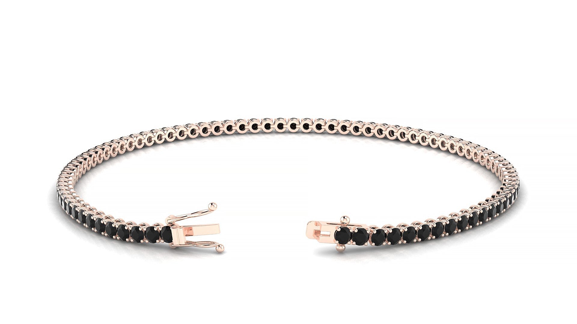 Firenze | 18k Rose Gold 2 mm Round Natural Black Diamond Tennis Bracelet