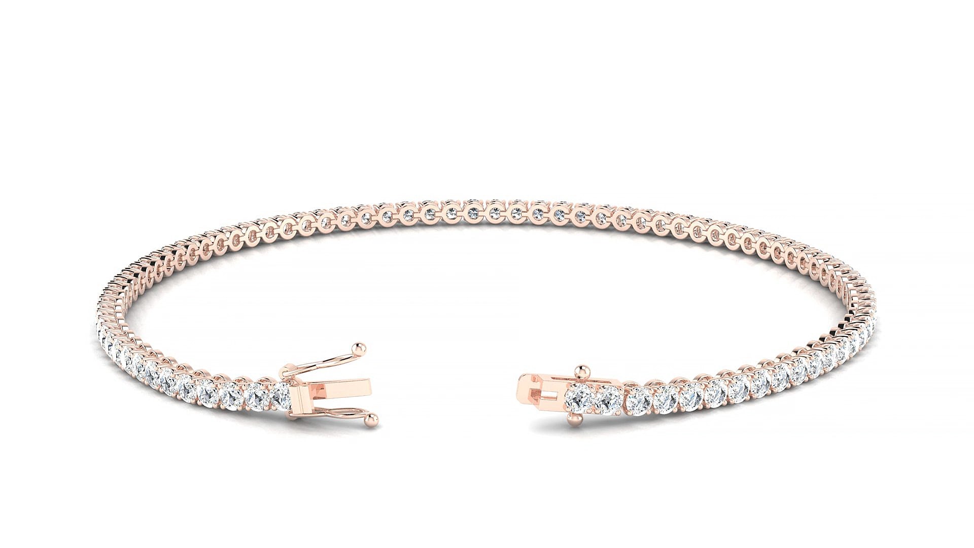 Firenze | 18k Rose Gold 2 mm Round Natural Diamond 18 cm Tennis Bracelet