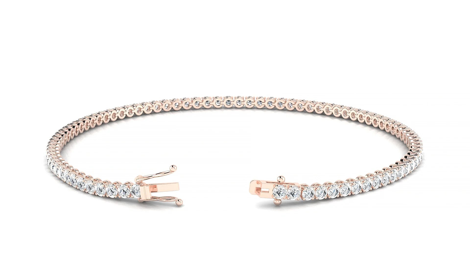 Firenze | 18k Rose Gold 2 mm Round Lab-Grown Diamond 18 cm Tennis Bracelet