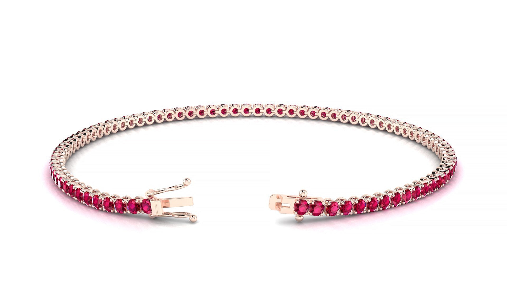 Firenze | 18k Rose Gold 2 mm Round Natural Ruby Tennis Bracelet