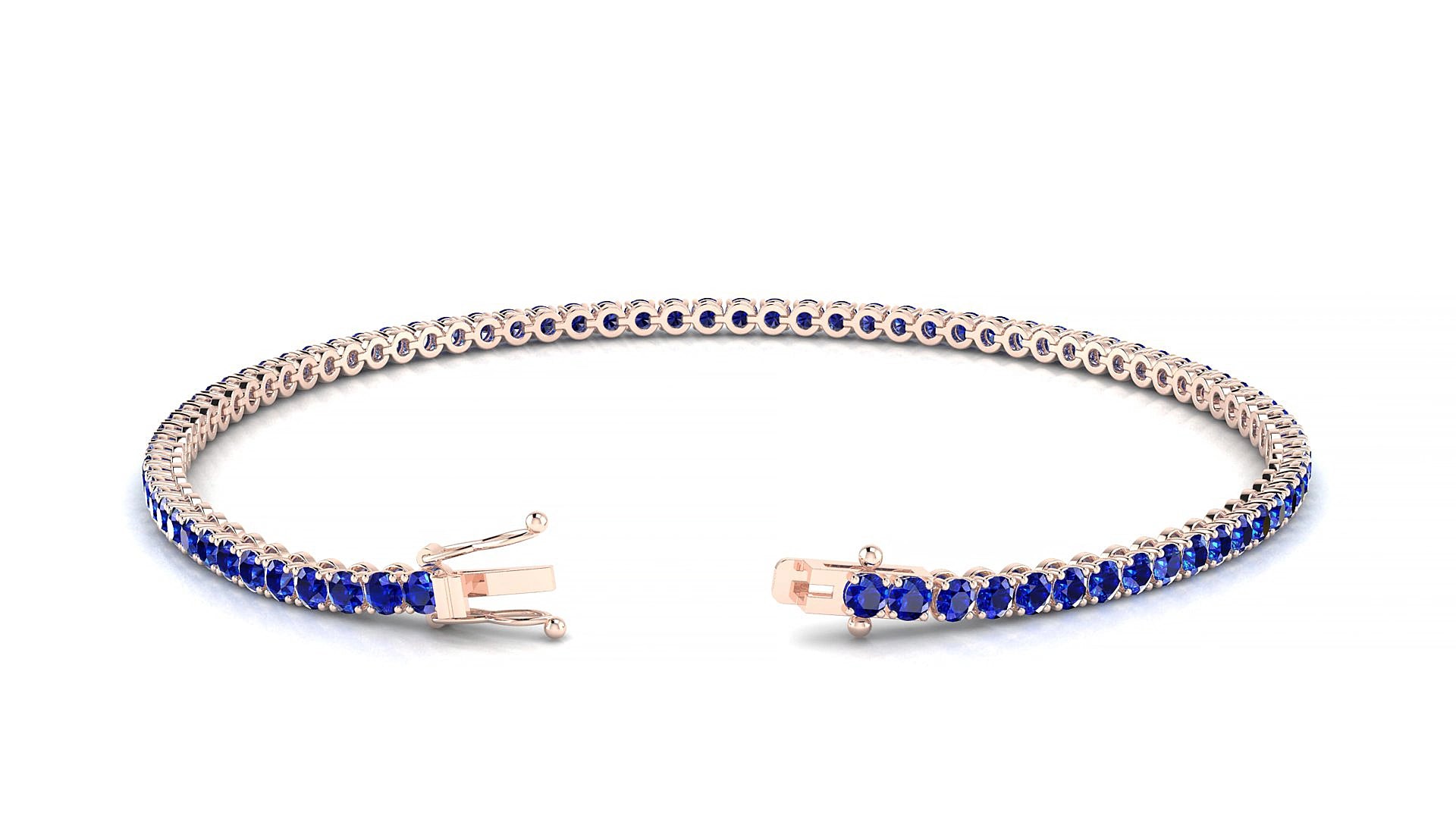 Firenze | 18k Rose Gold 2 mm Round Natural Sapphire 18 cm Tennis Bracelet
