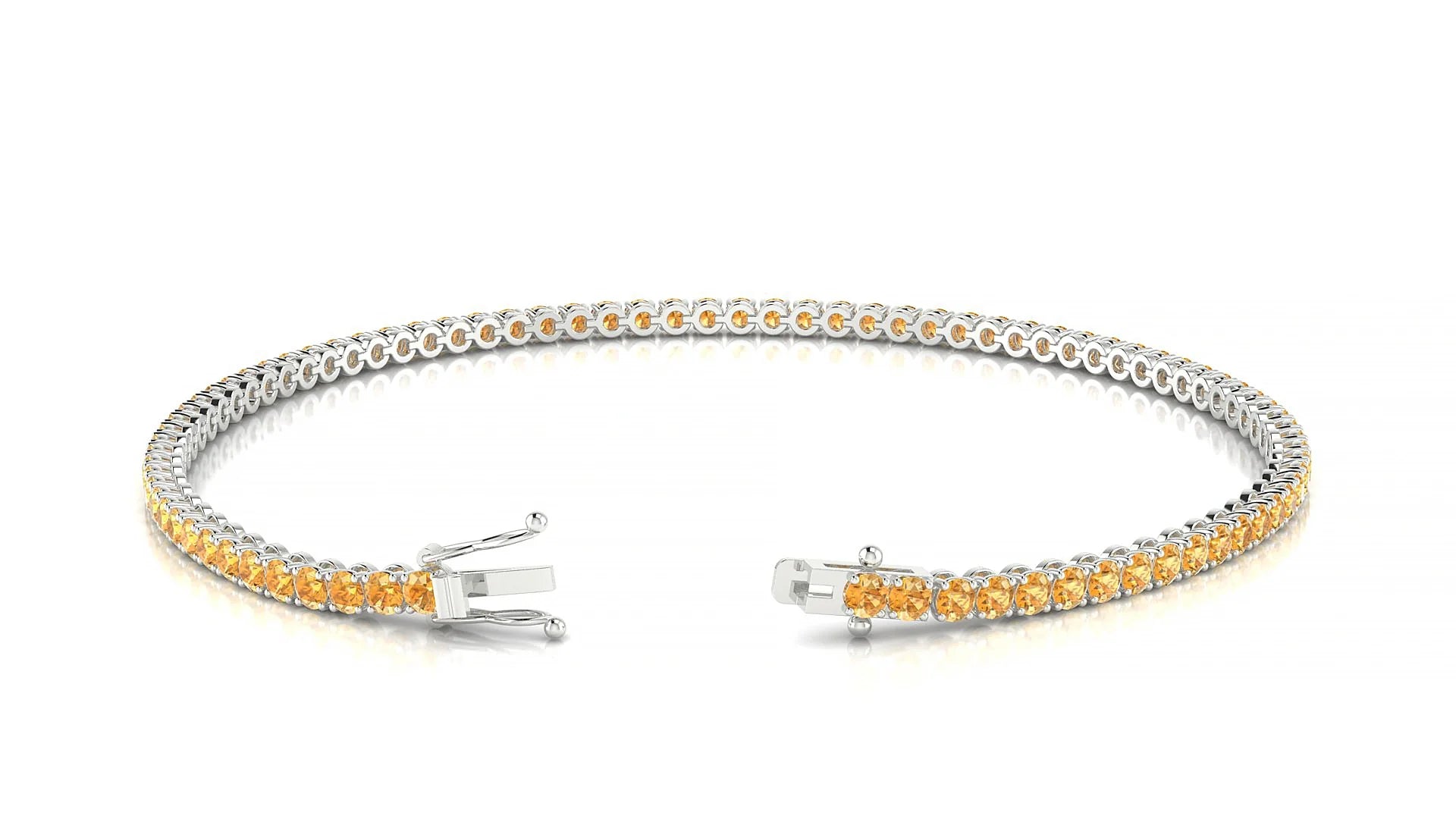 Firenze | 18k White Gold 2 mm Round Natural Citrine Tennis Bracelet