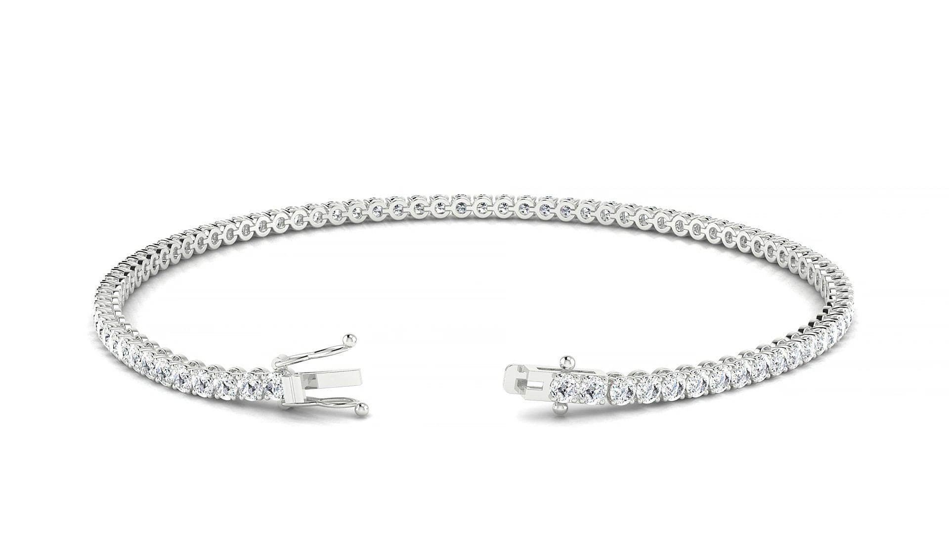 Firenze | 18k White Gold 2 mm Round Lab-Grown Diamond 18 cm Tennis Bracelet