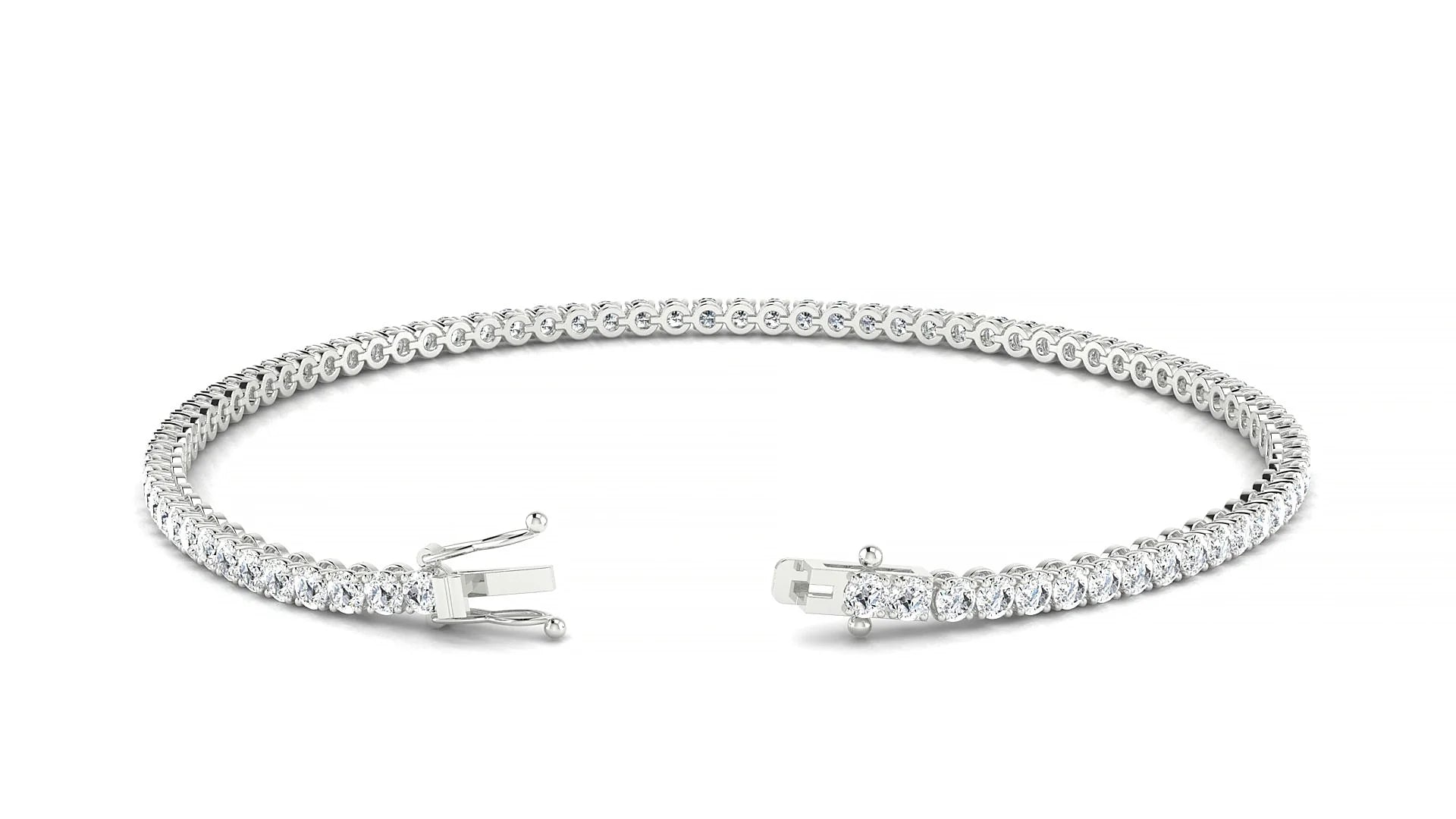 Firenze | 18k White Gold 2 mm Round Lab-Grown Diamond 18 cm Tennis Bracelet