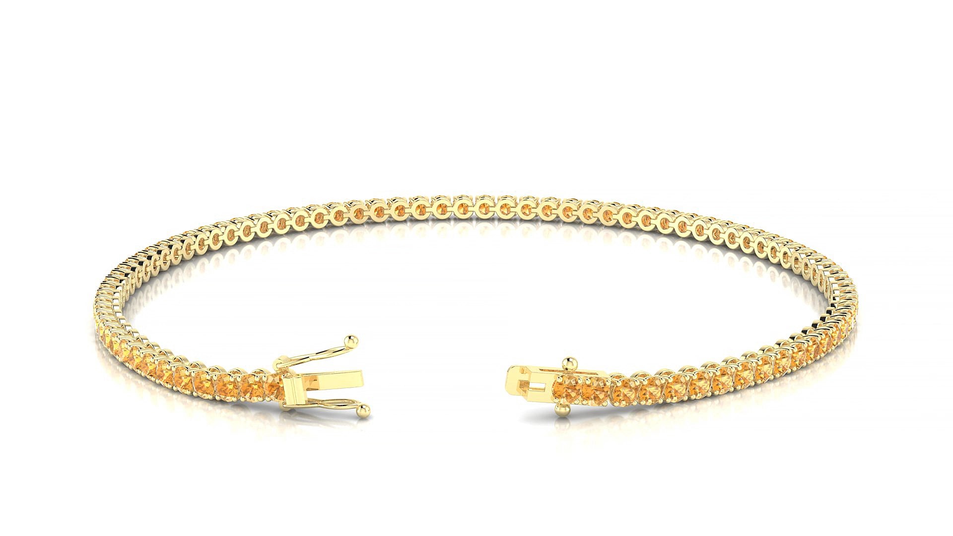Firenze | 18k Yellow Gold 2 mm Round Natural Citrine 16 cm Tennis Bracelet